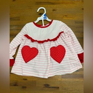 Girls' Pink & Red Striped Long-Sleeve Top with Ruffle Detail